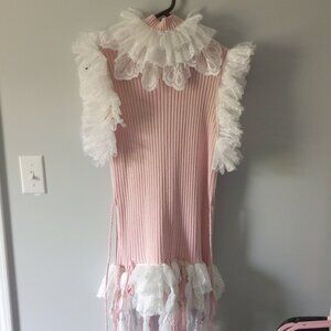 NEW Pink knit/tulle dress and crochet hat